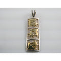 Sterling Silver Two Toned Yellow Hawaiian Triple Sea Turtle Quilt Pendant 37mm