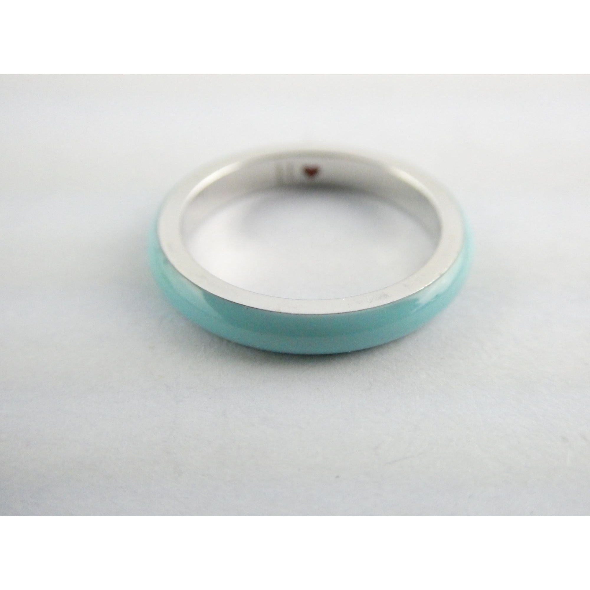 Designer H Heart Sterling Silver Turquoise Blue Enamel Band Ring Size 6.75 2.2g