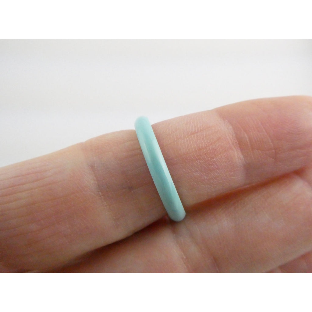 Designer H Heart Sterling Silver Turquoise Blue Enamel Band Ring Size 6.75 2.2g