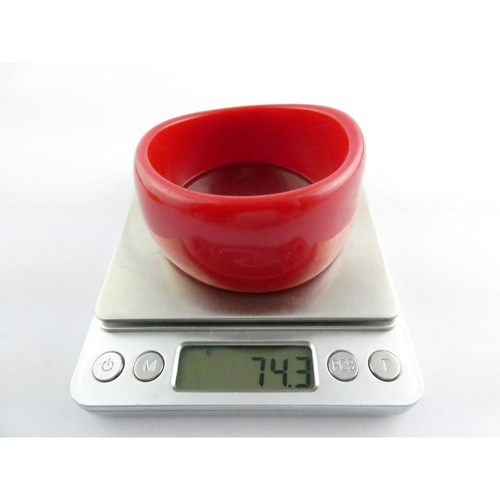 Vintage Wavy Plastic Red Chunky Bangle Bracelet 7.5 Inch 74.3g Weight
