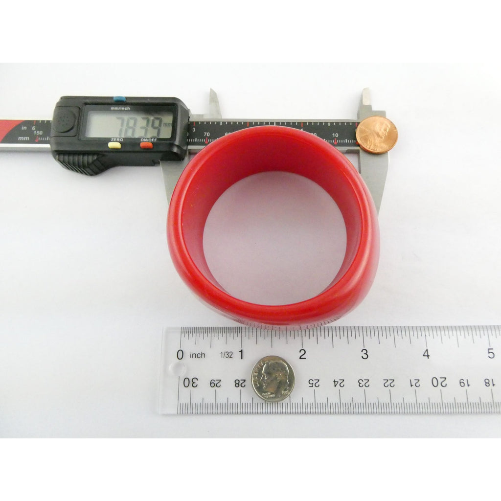 Vintage Wavy Plastic Red Chunky Bangle Bracelet 7.5 Inch 74.3g Weight