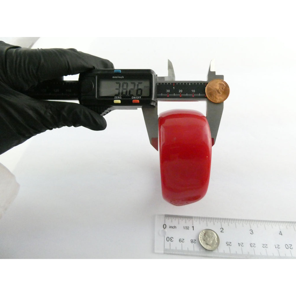 Vintage Wavy Plastic Red Chunky Bangle Bracelet 7.5 Inch 74.3g Weight