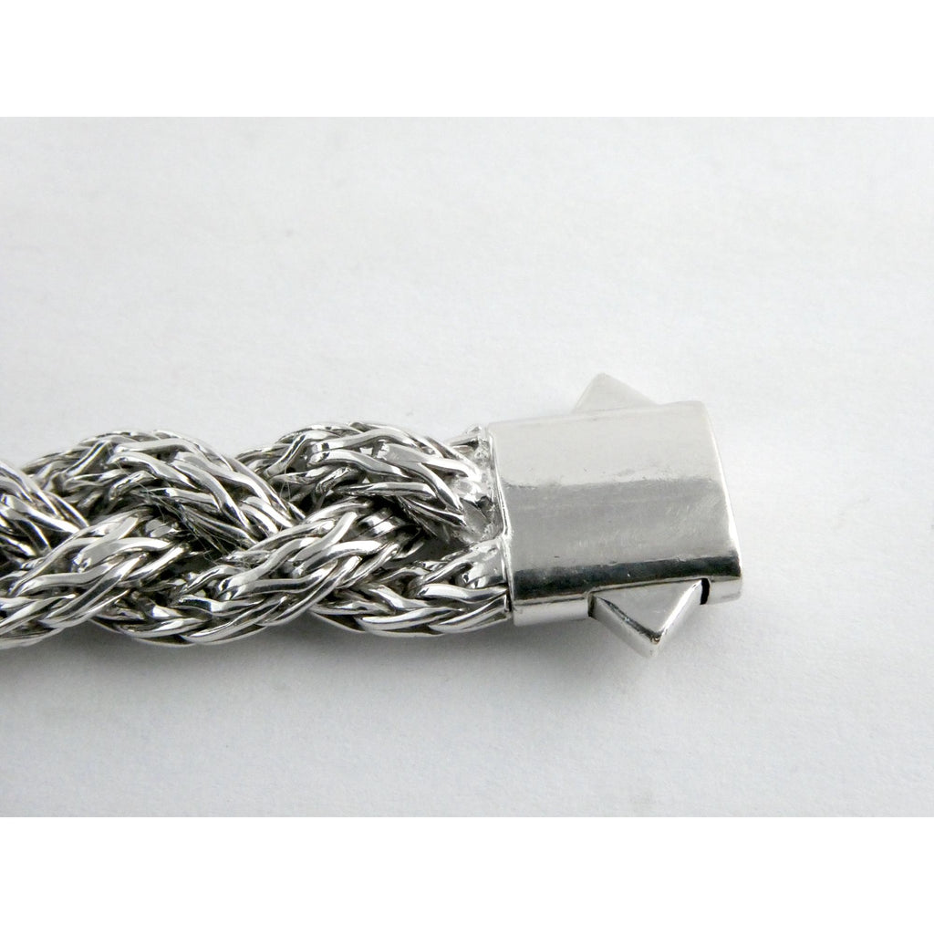John Hardy Sterling Silver Chain Bracelet with Black Sapphire Studded Clasp 7 In