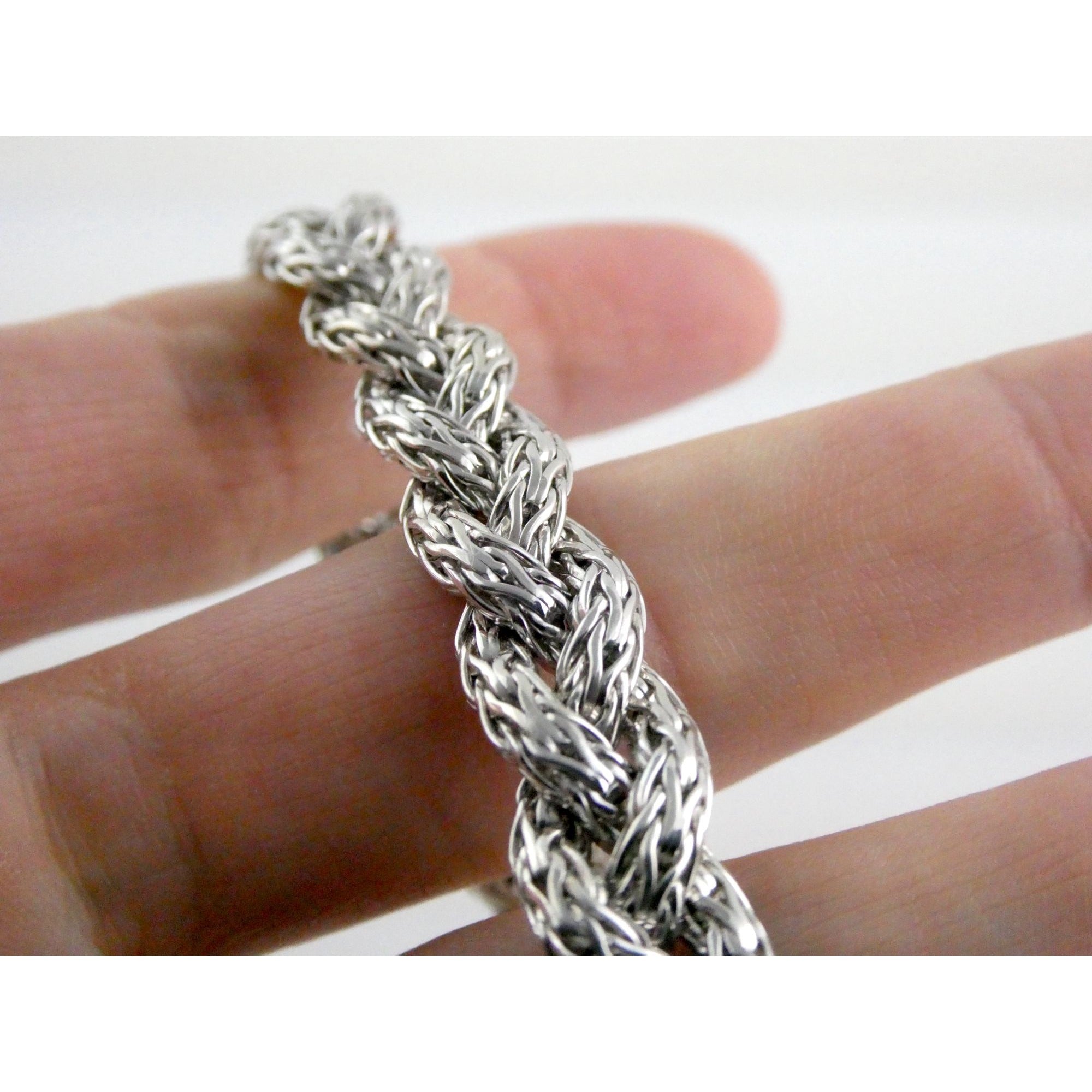 John Hardy Sterling Silver Chain Bracelet with Black Sapphire Studded Clasp 7 In