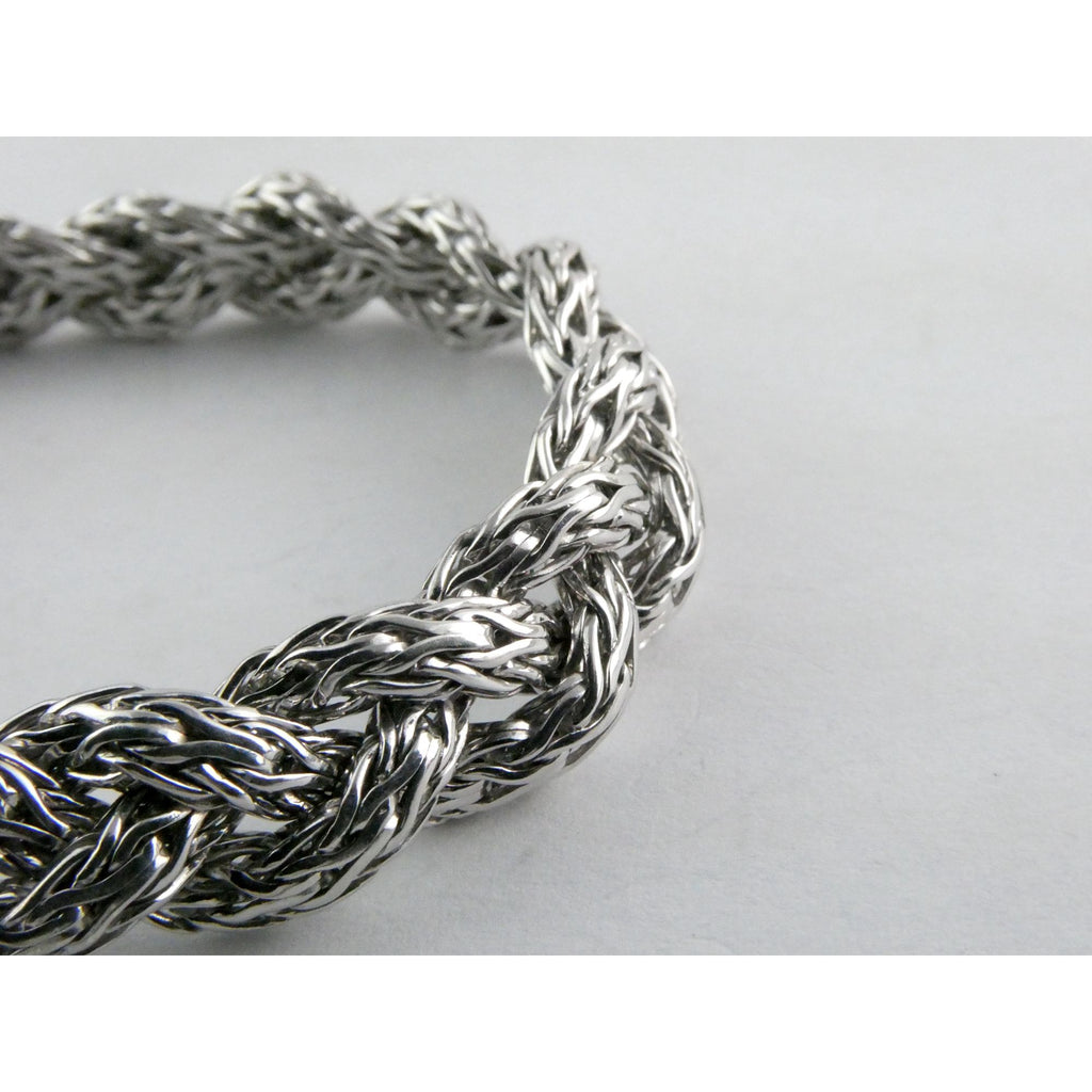 John Hardy Sterling Silver Chain Bracelet with Black Sapphire Studded Clasp 7 In
