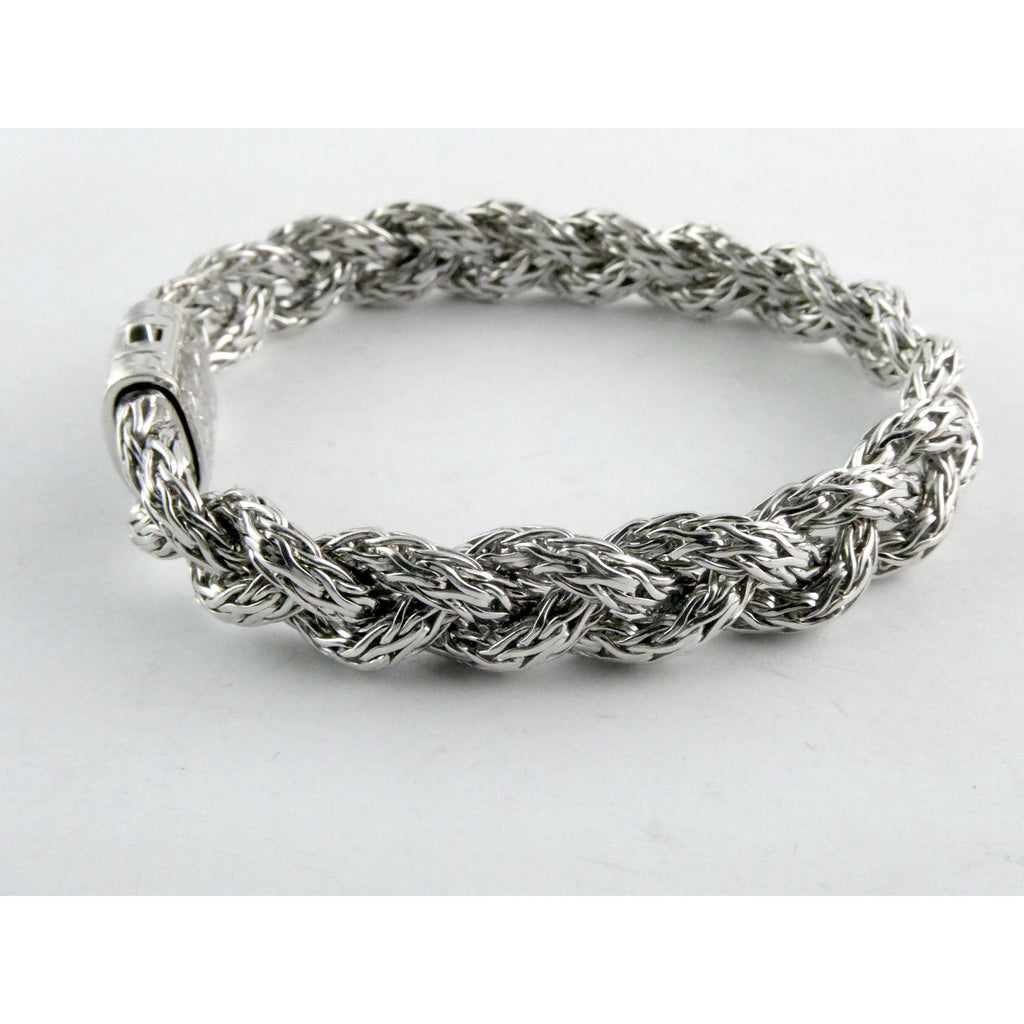 John Hardy Sterling Silver Chain Bracelet with Black Sapphire Studded Clasp 7 In