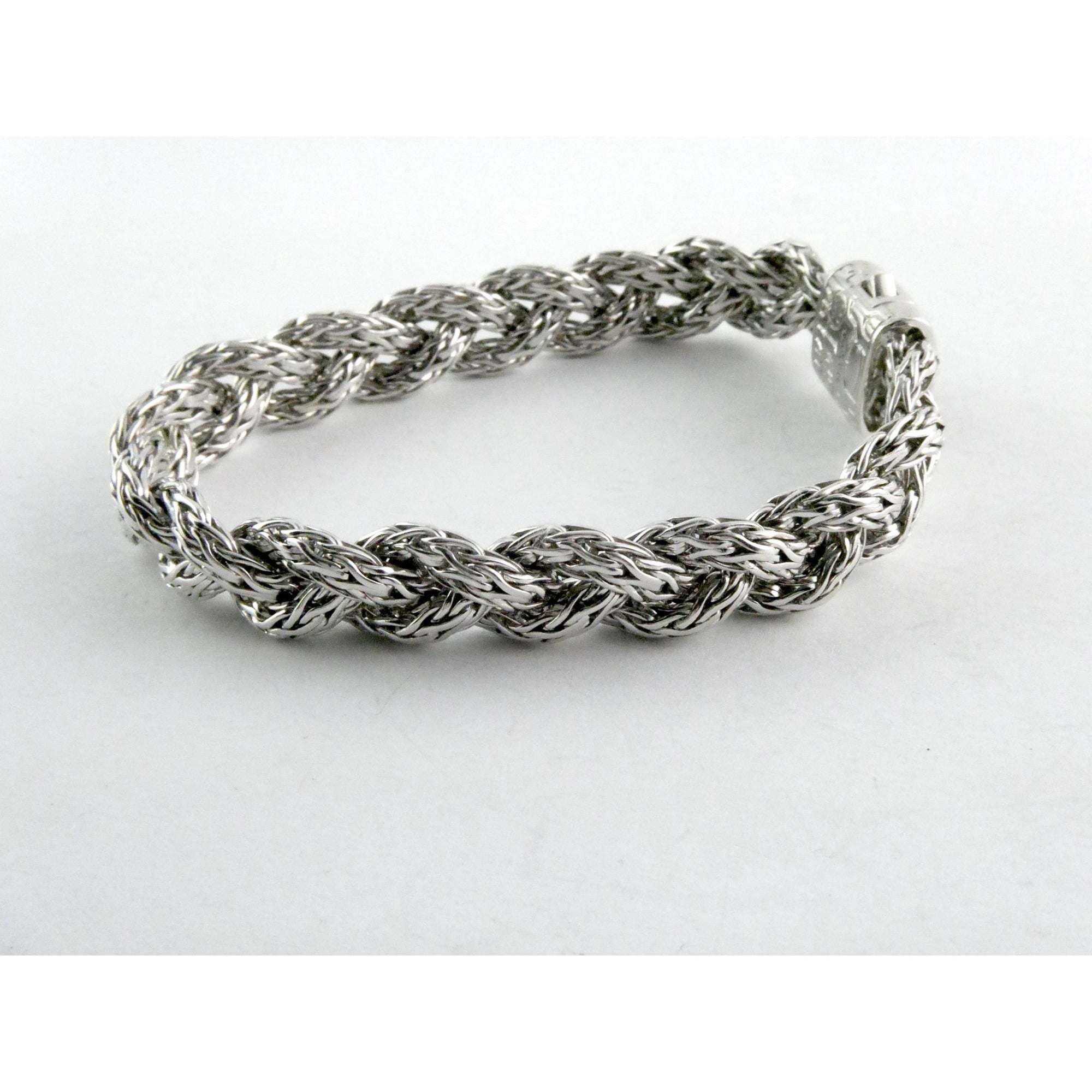 John Hardy Sterling Silver Chain Bracelet with Black Sapphire Studded Clasp 7 In