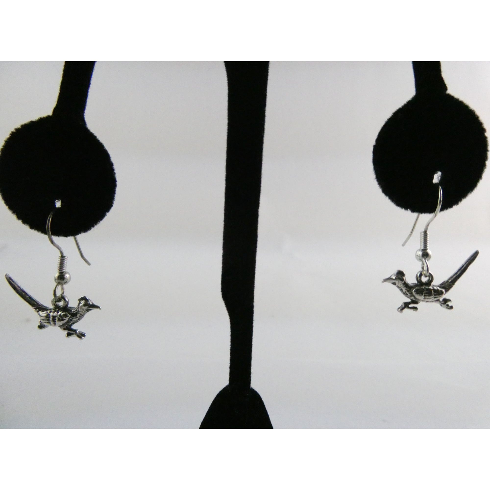 Southwestern Sterling Silver Roadrunner Bird Hook Earrings 925 3.6g 1 Inch