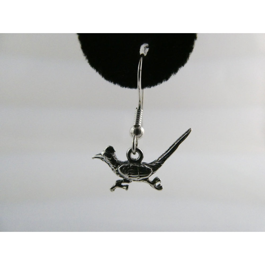 Southwestern Sterling Silver Roadrunner Bird Hook Earrings 925 3.6g 1 Inch