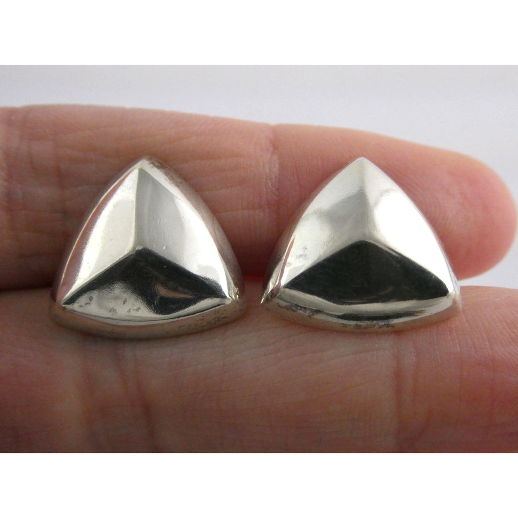 Vintage Bayanihan Sterling Silver Triangular Stud Earrings 4.6g .75 In 14k Posts