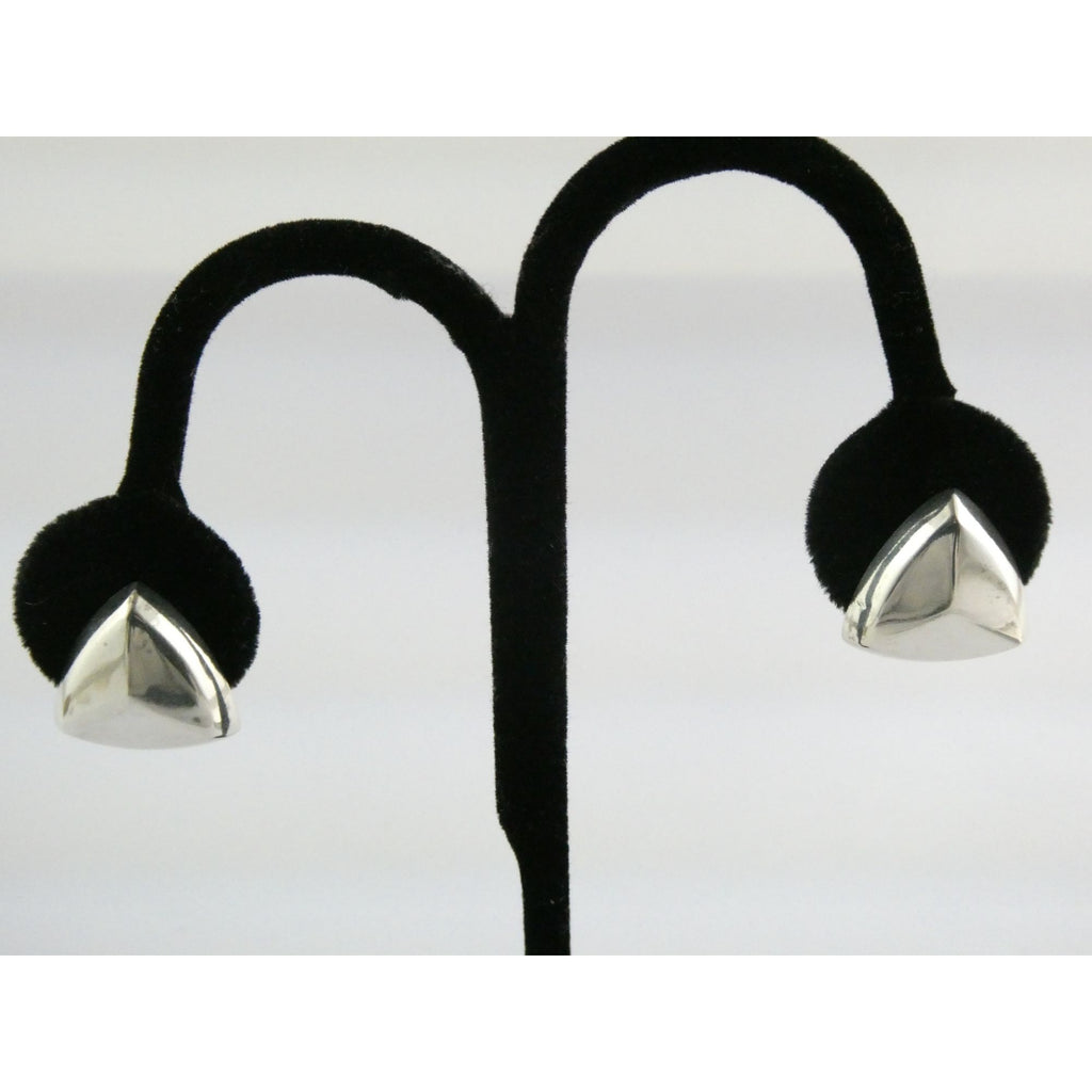 Vintage Bayanihan Sterling Silver Triangular Stud Earrings 4.6g .75 In 14k Posts