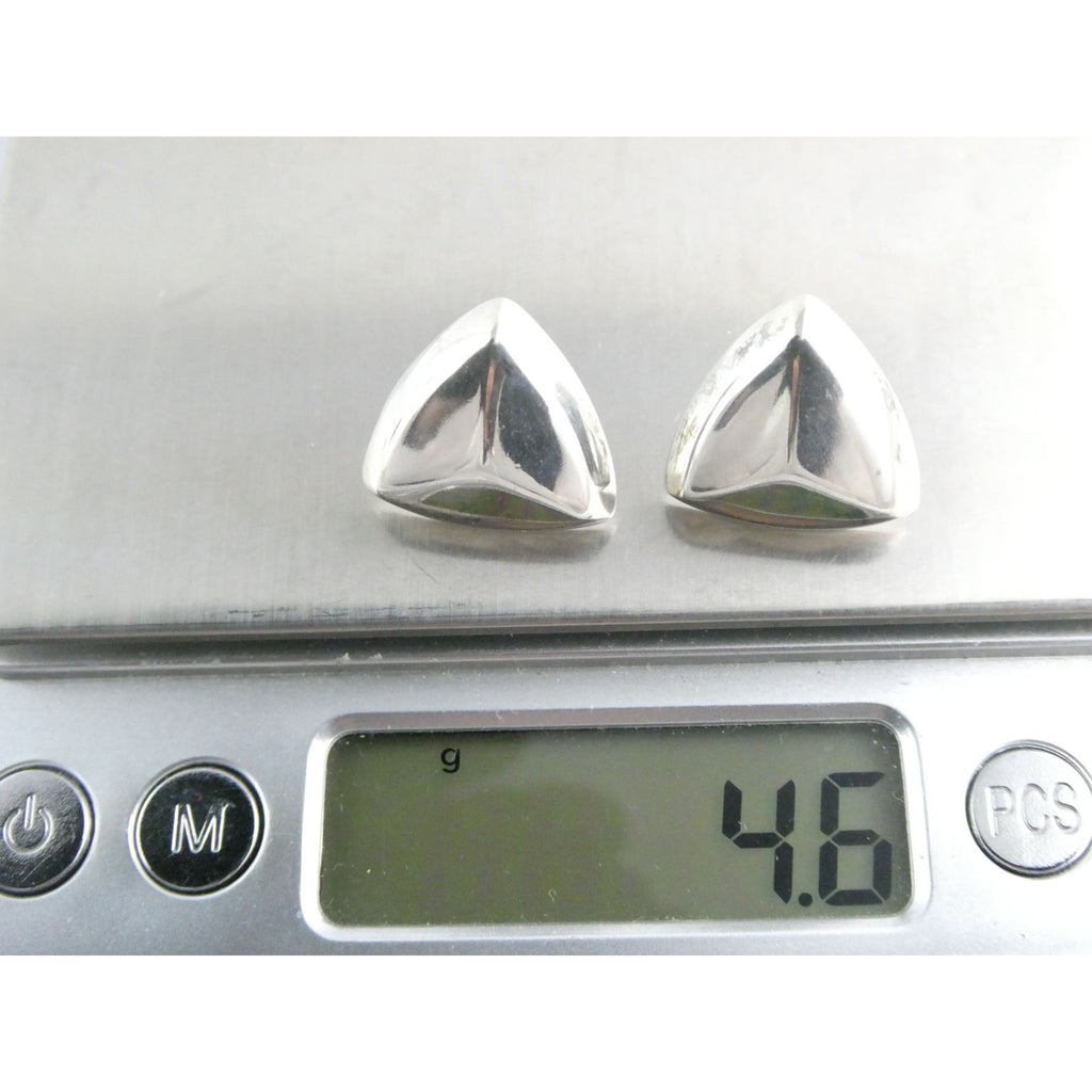 Vintage Bayanihan Sterling Silver Triangular Stud Earrings 4.6g .75 In 14k Posts