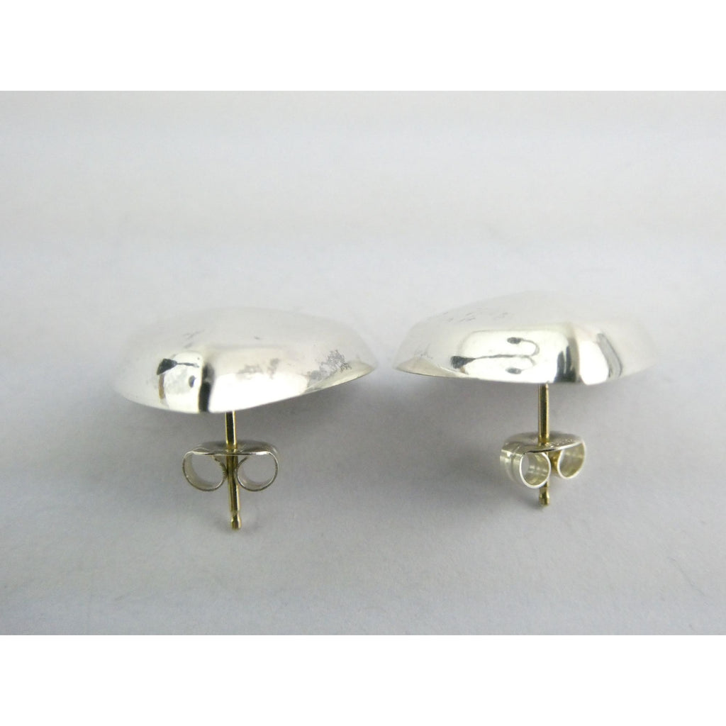 Vintage Bayanihan Sterling Silver Triangular Stud Earrings 4.6g .75 In 14k Posts
