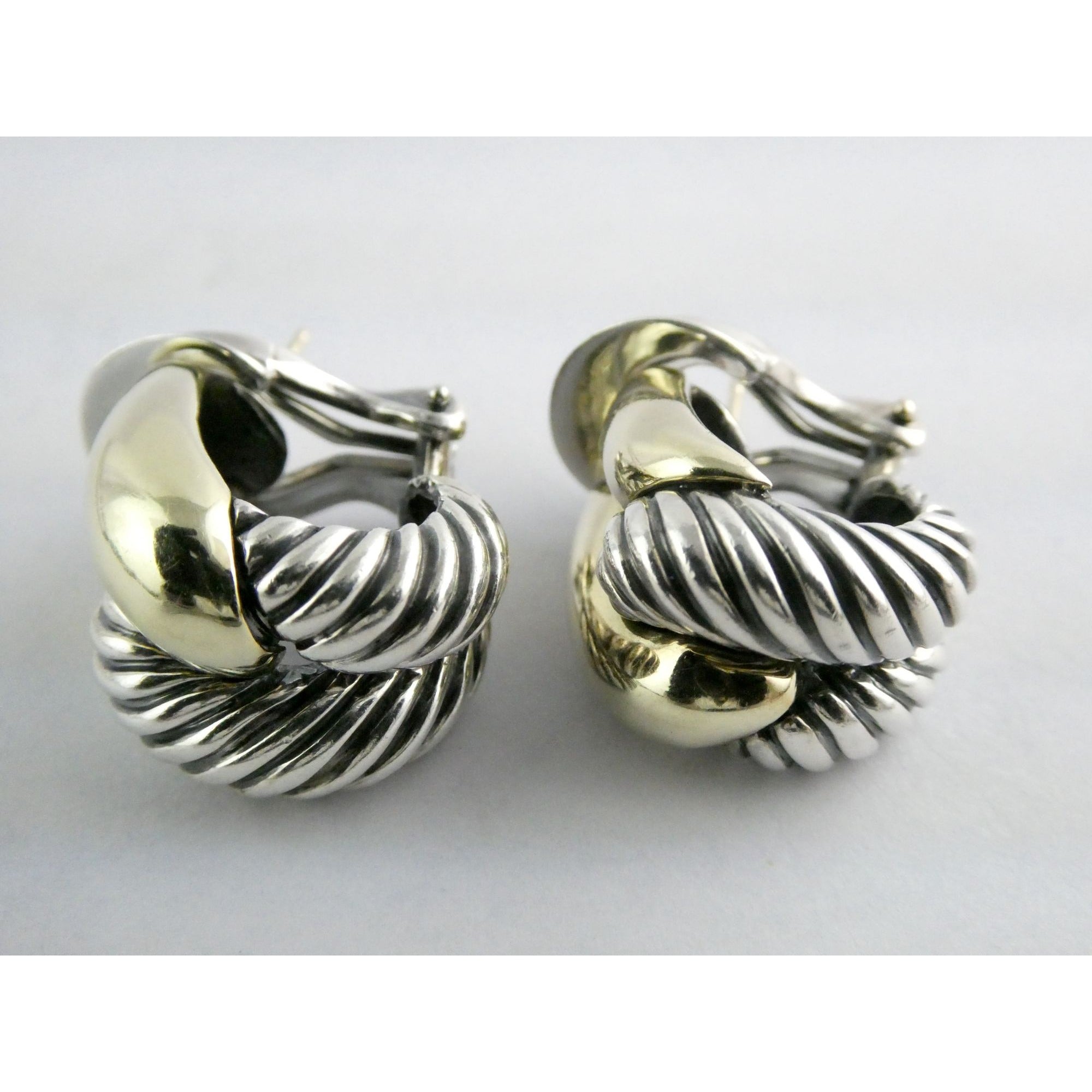 David Yurman Labyrinth Collection 14k Yellow Gold Sterling Silver Earrings 22mm