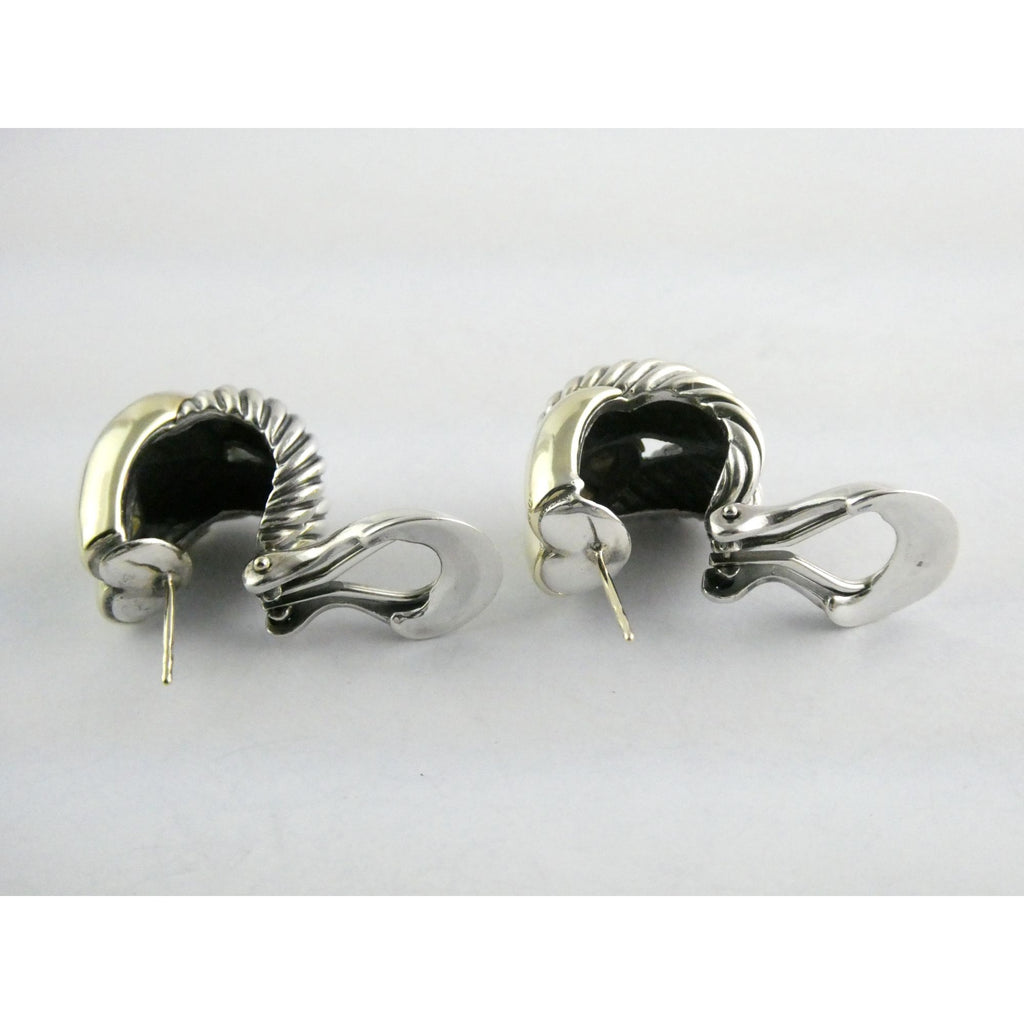 David Yurman Labyrinth Collection 14k Yellow Gold Sterling Silver Earrings 22mm