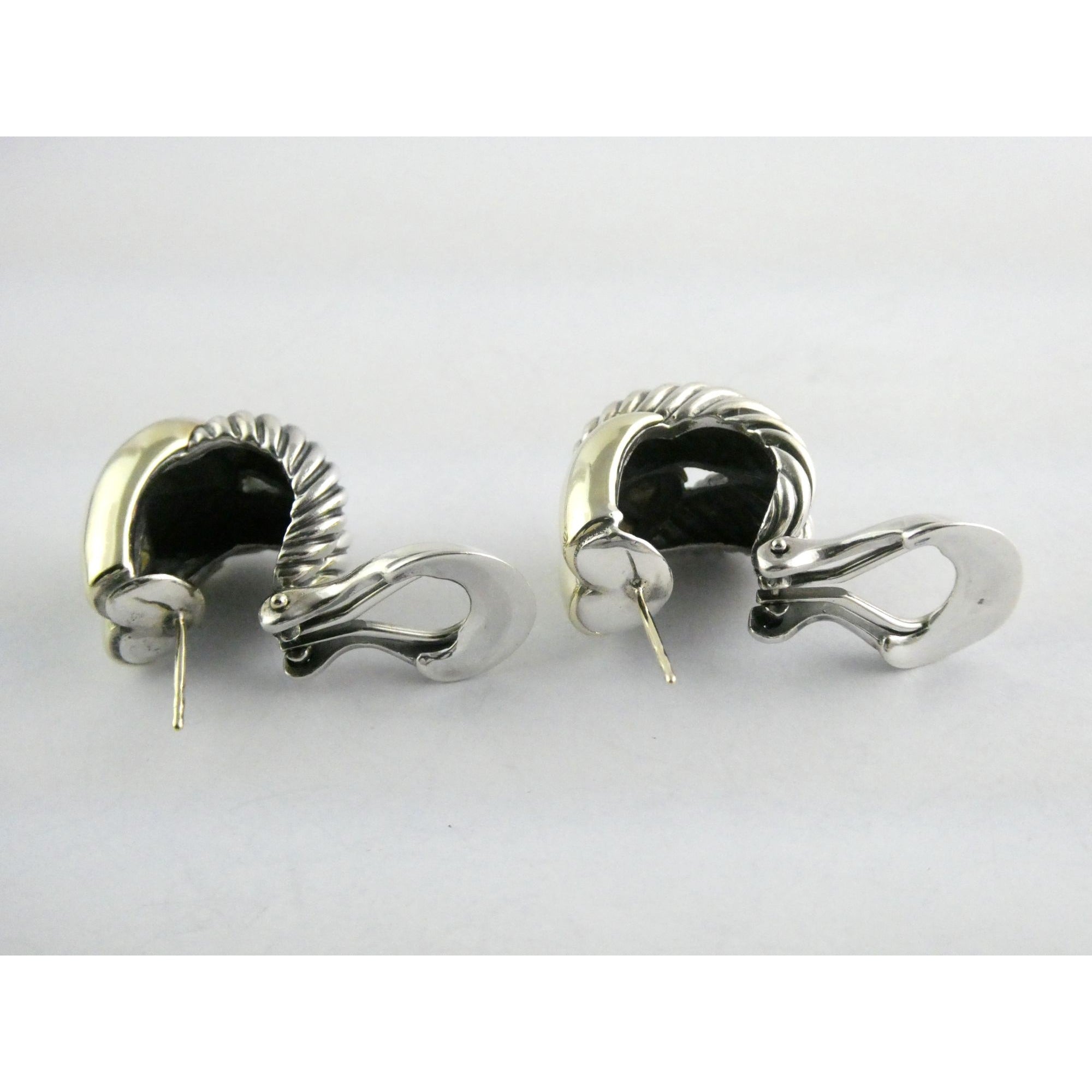 David Yurman Labyrinth Collection 14k Yellow Gold Sterling Silver Earrings 22mm