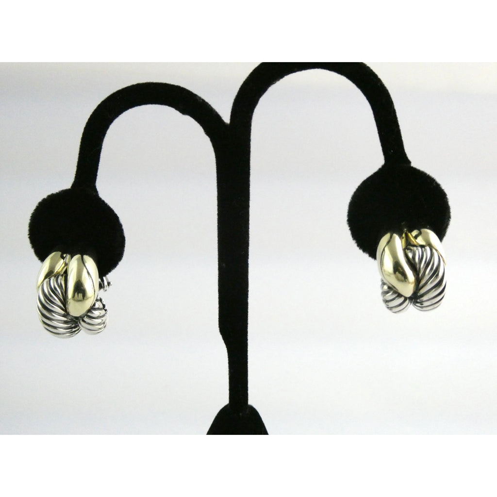 David Yurman Labyrinth Collection 14k Yellow Gold Sterling Silver Earrings 22mm