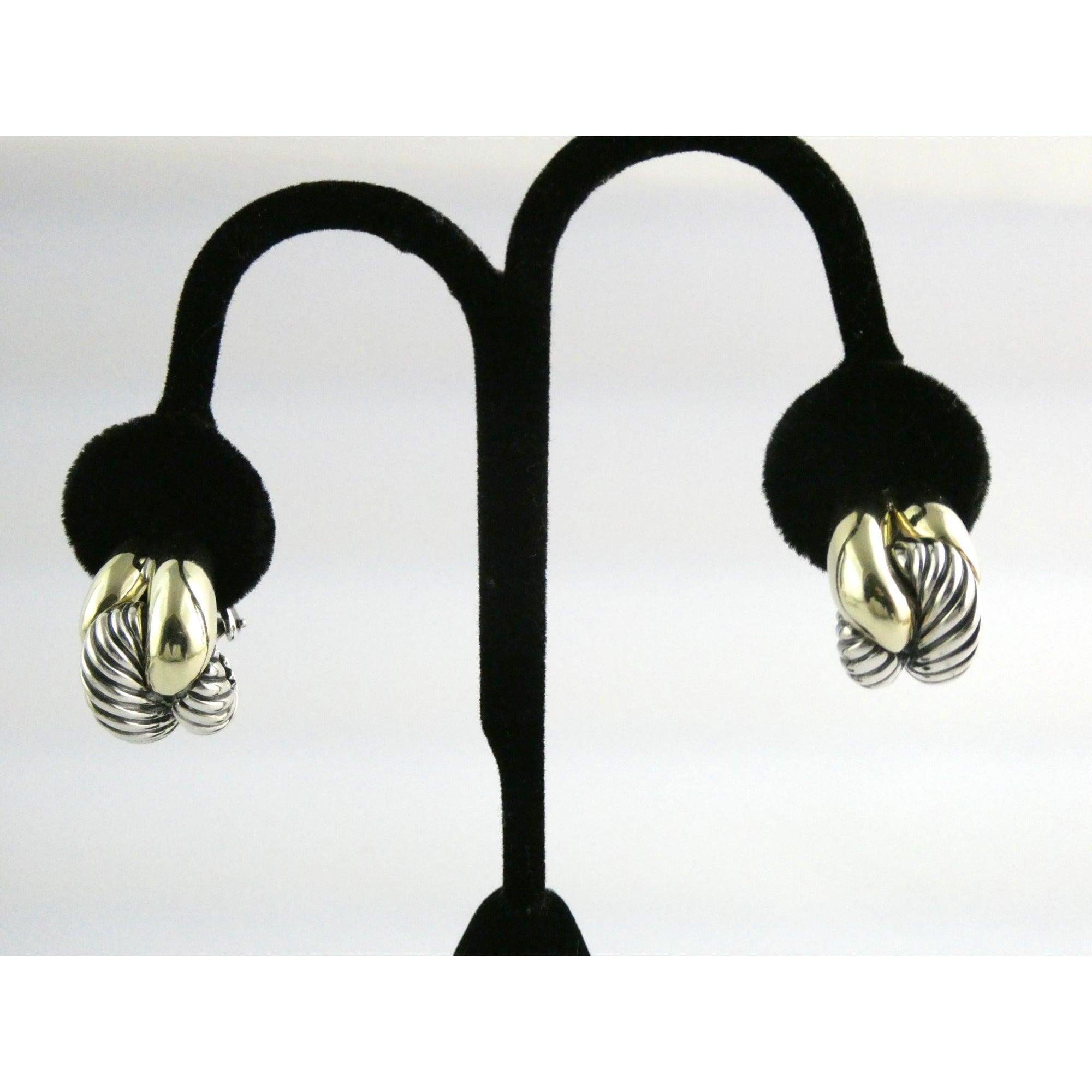 David Yurman Labyrinth Collection 14k Yellow Gold Sterling Silver Earrings 22mm