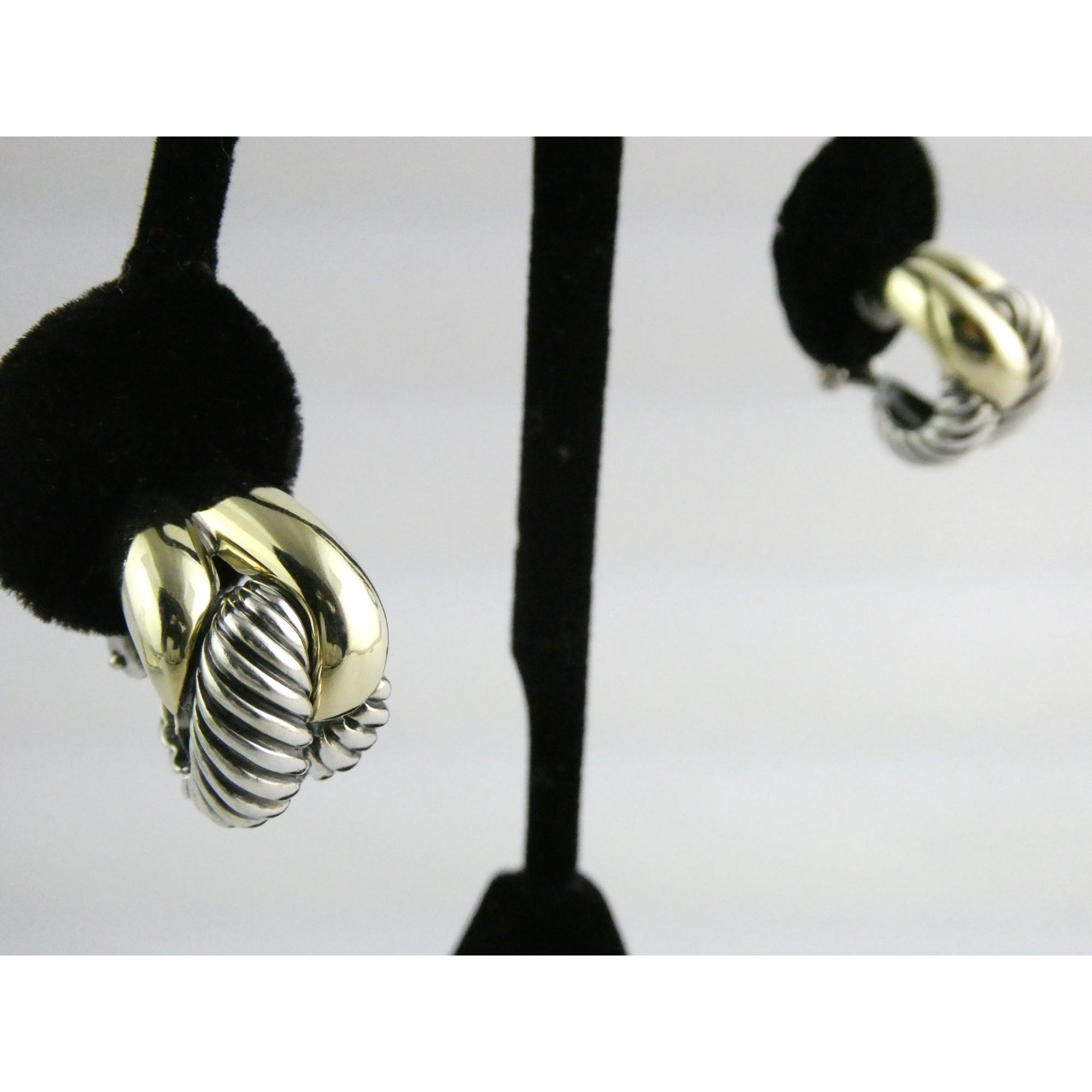 David Yurman Labyrinth Collection 14k Yellow Gold Sterling Silver Earrings 22mm