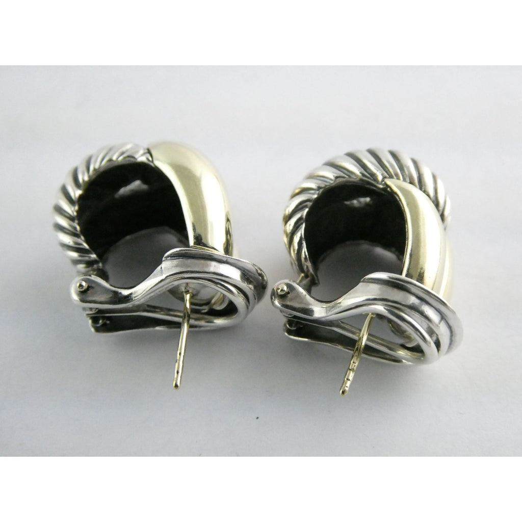 David Yurman Labyrinth Collection 14k Yellow Gold Sterling Silver Earrings 22mm