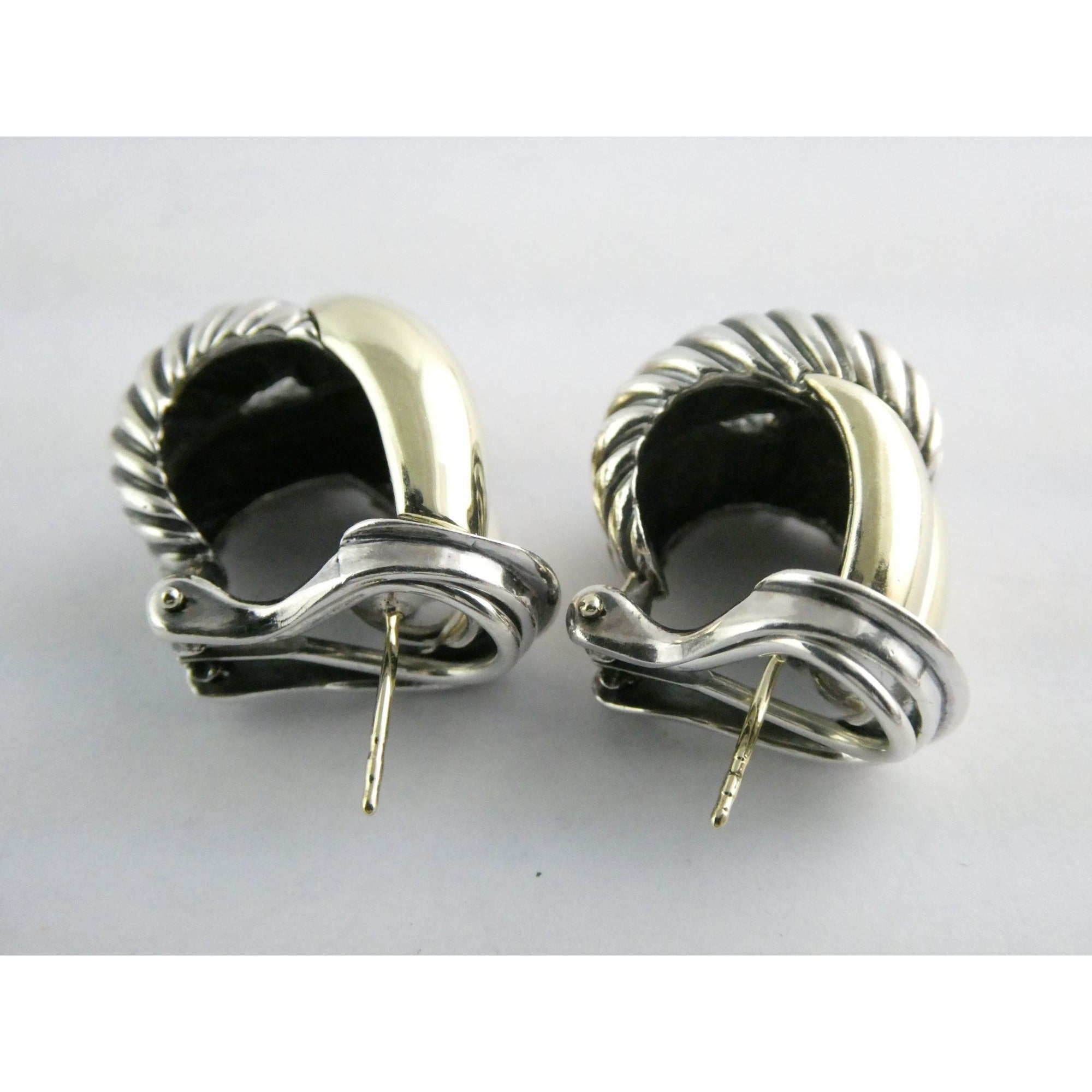 David Yurman Labyrinth Collection 14k Yellow Gold Sterling Silver Earrings 22mm