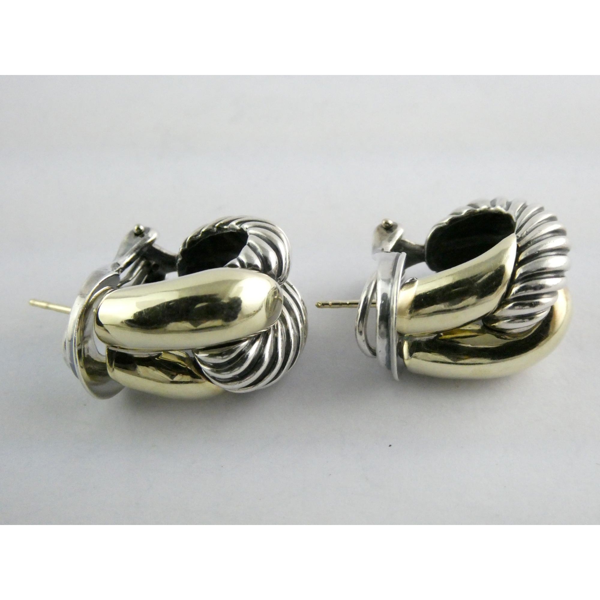 David Yurman Labyrinth Collection 14k Yellow Gold Sterling Silver Earrings 22mm