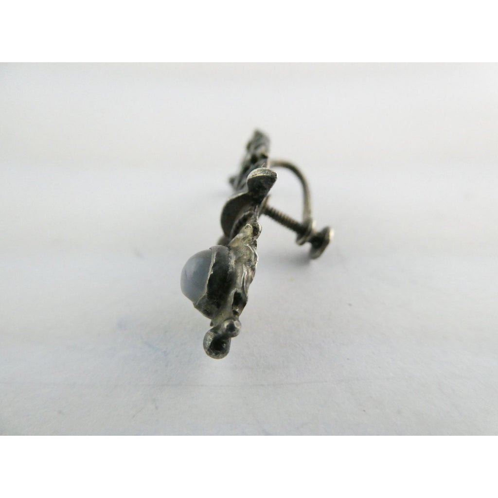 Vintage SINGLE Sterling Silver Moonstone Sheathed Sword Screwback Earring 3.6g