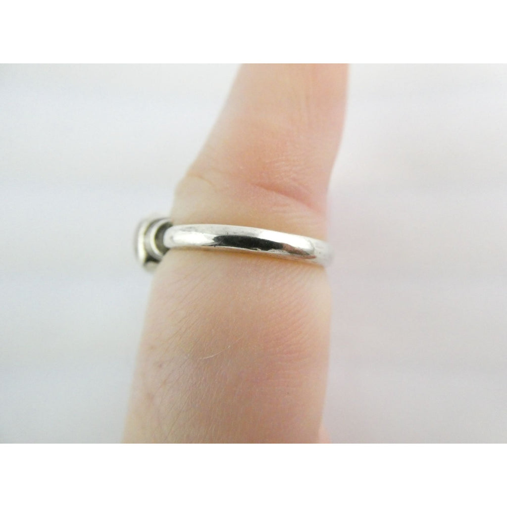 Sterling Silver Clear Moonstone Cabochon Ring Slight Blue Flash Size 6.75 1.8g