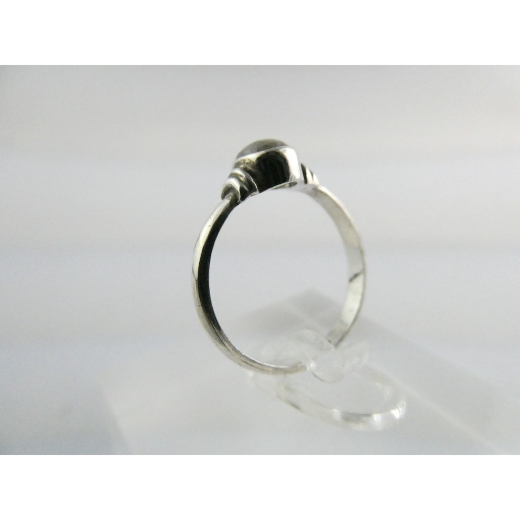 Sterling Silver Clear Moonstone Cabochon Ring Slight Blue Flash Size 6.75 1.8g