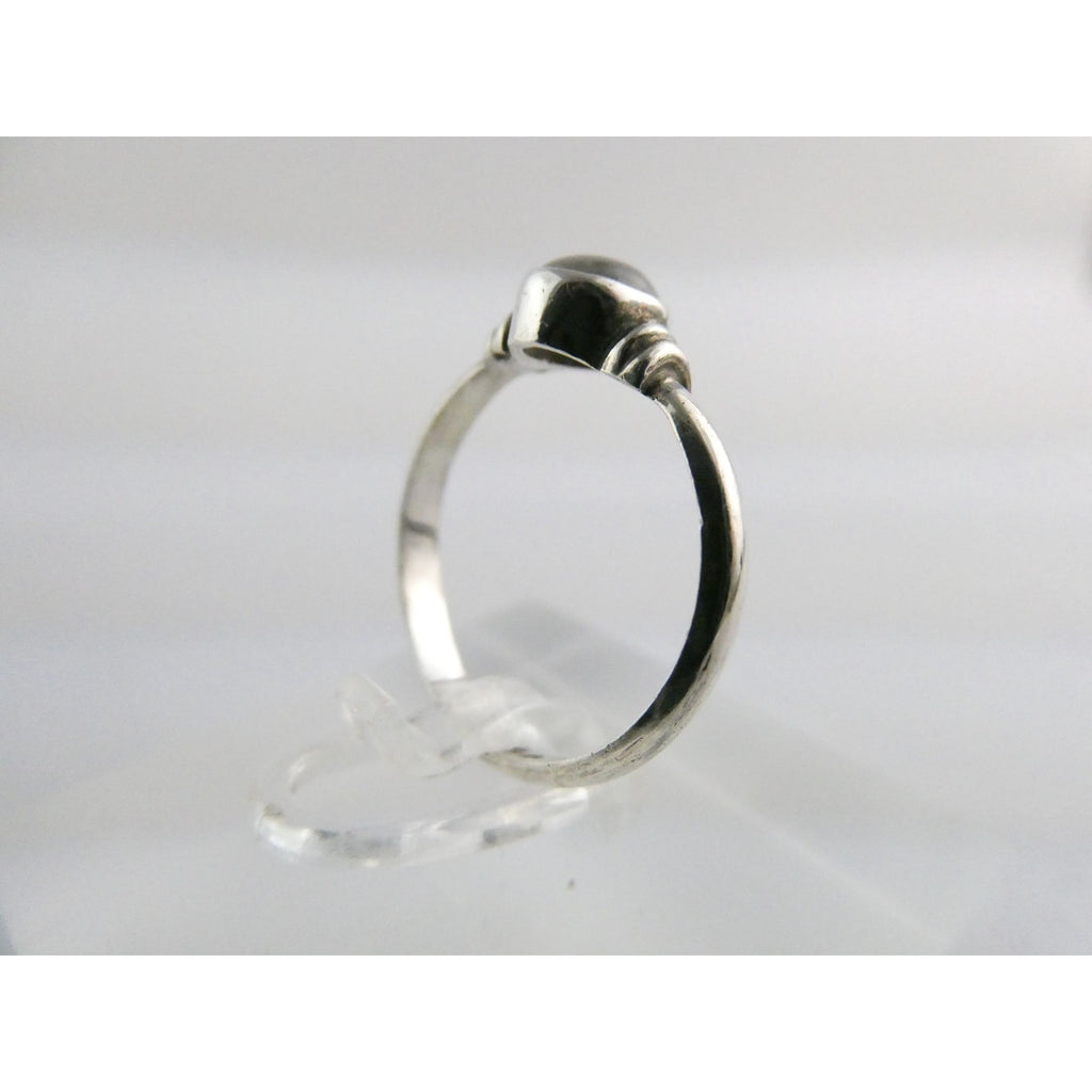 Sterling Silver Clear Moonstone Cabochon Ring Slight Blue Flash Size 6.75 1.8g
