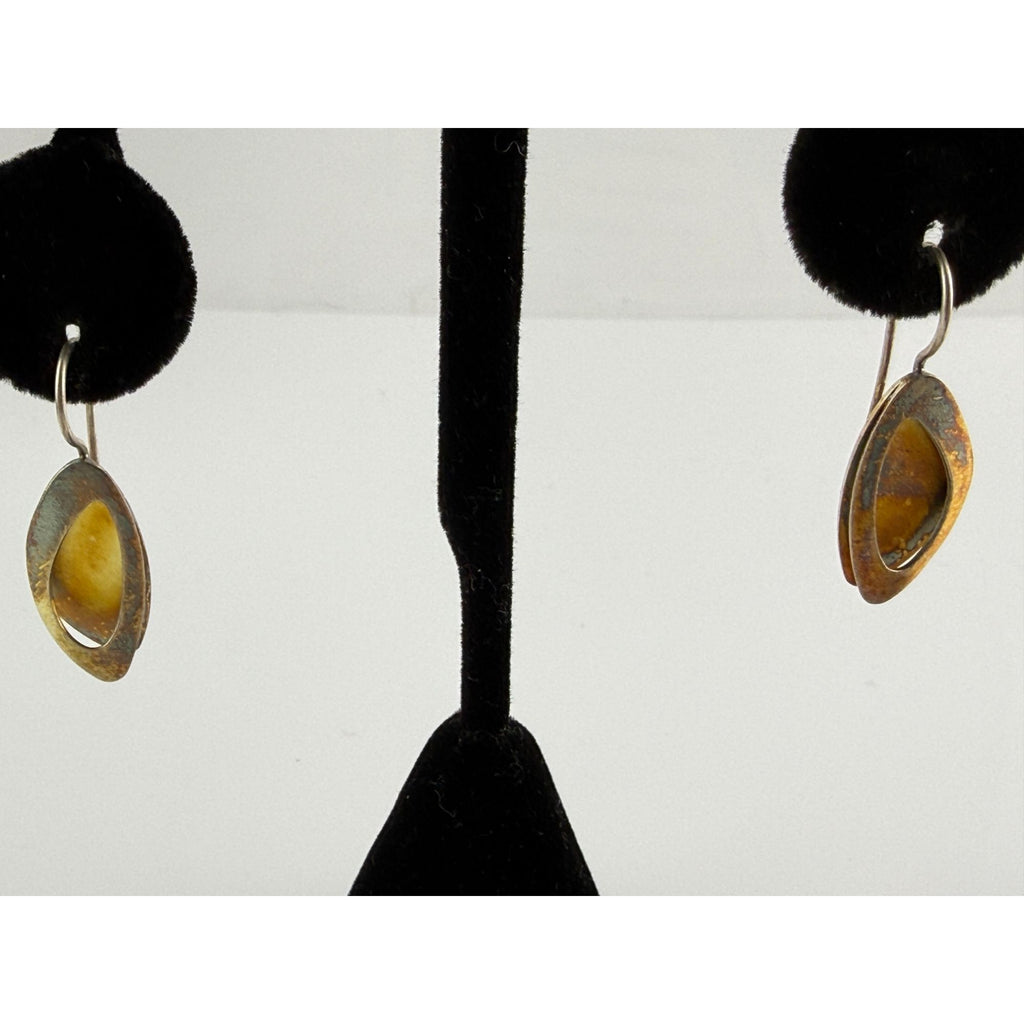 Kathy Lynn Mayeda KLM Designer Sterling Silver Modernist Earrings 4.6g 1.25 Inch
