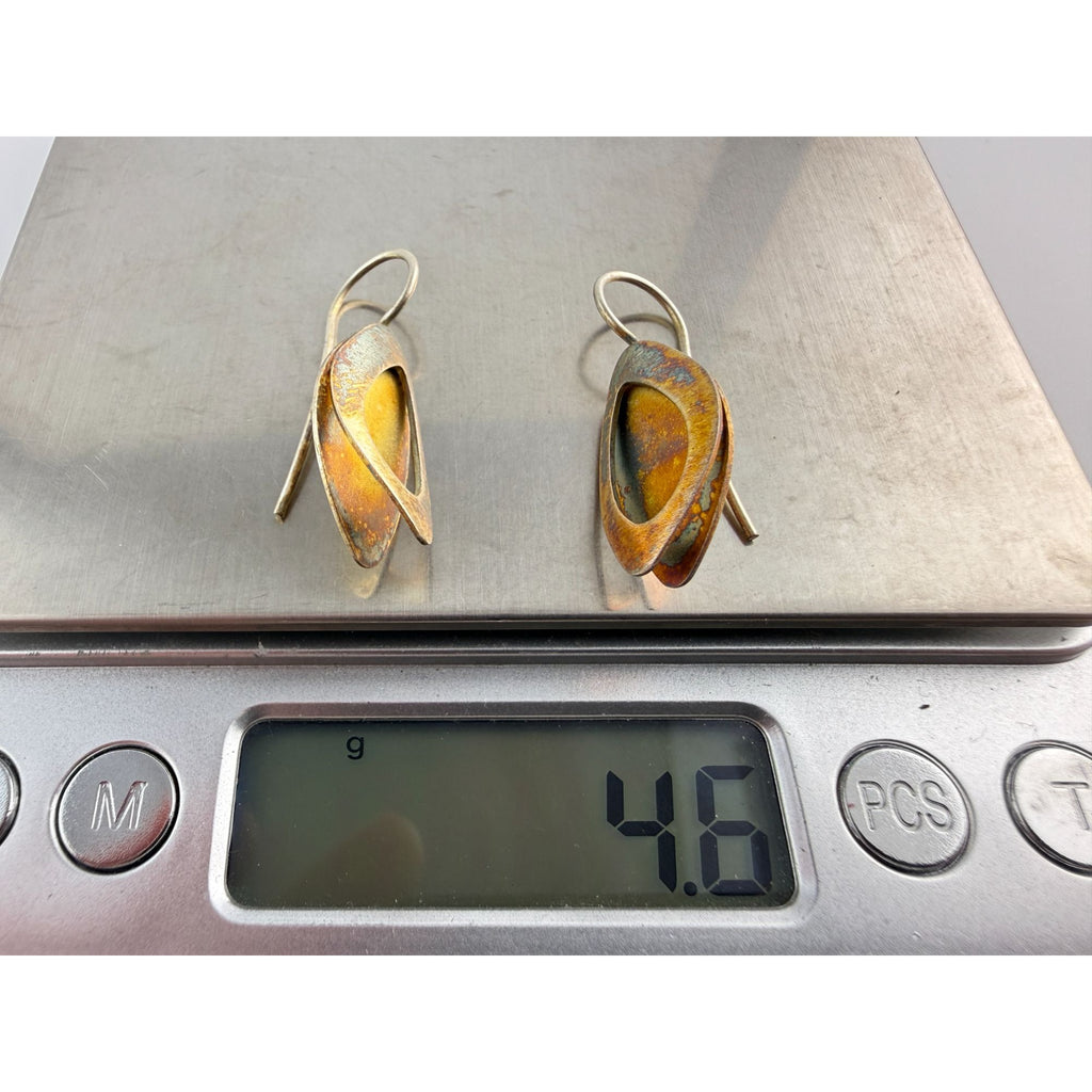 Kathy Lynn Mayeda KLM Designer Sterling Silver Modernist Earrings 4.6g 1.25 Inch