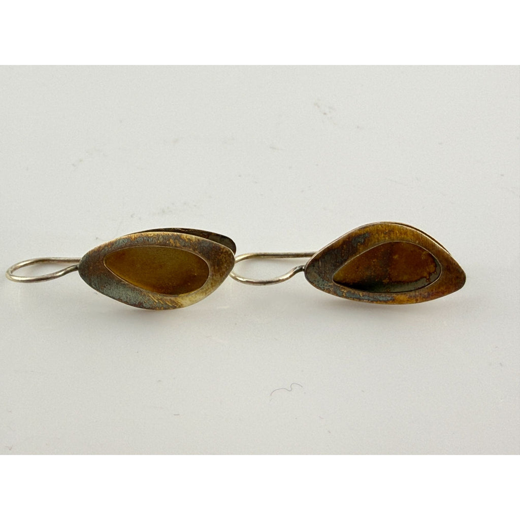 Kathy Lynn Mayeda KLM Designer Sterling Silver Modernist Earrings 4.6g 1.25 Inch