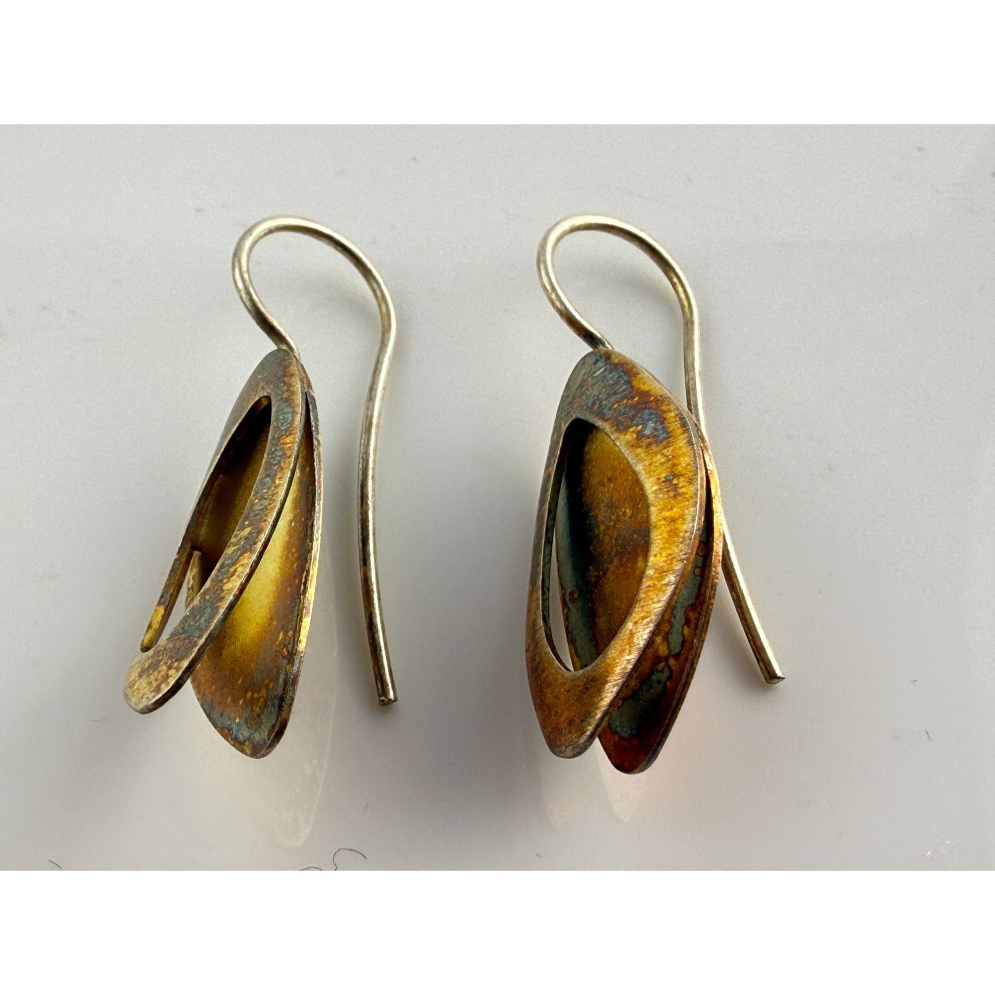 Kathy Lynn Mayeda KLM Designer Sterling Silver Modernist Earrings 4.6g 1.25 Inch