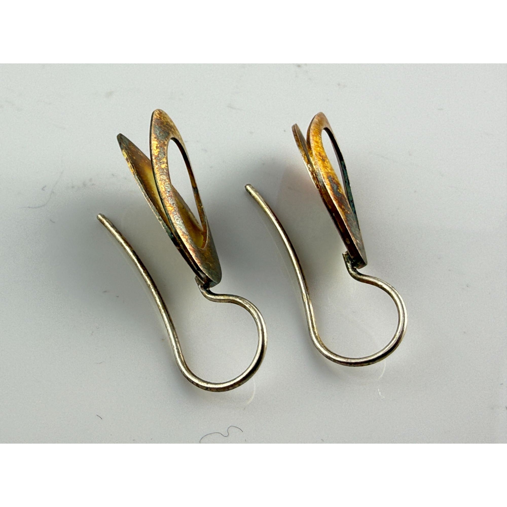 Kathy Lynn Mayeda KLM Designer Sterling Silver Modernist Earrings 4.6g 1.25 Inch
