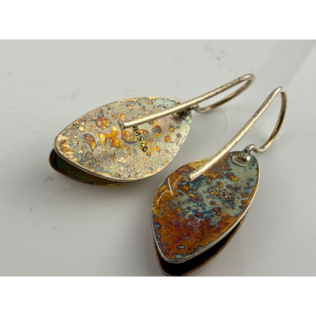 Kathy Lynn Mayeda KLM Designer Sterling Silver Modernist Earrings 4.6g 1.25 Inch