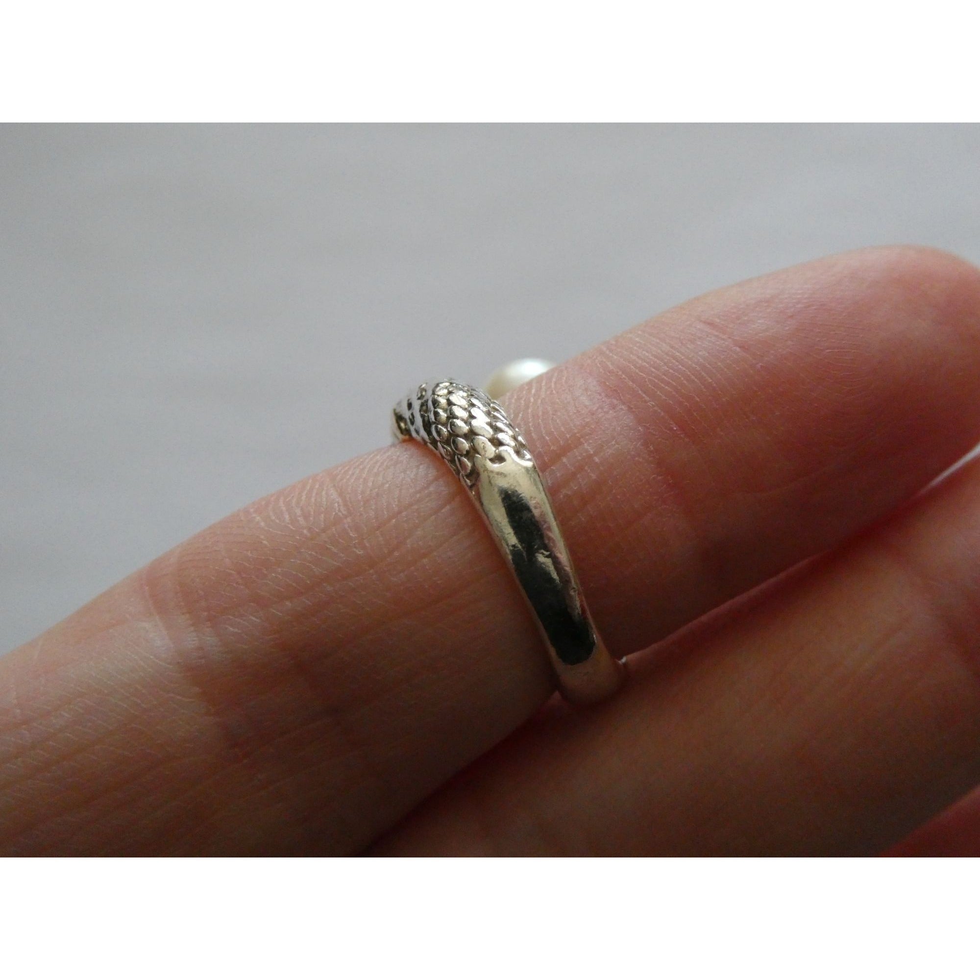 Designer Sterling Silver and 14k Gold Cultured Pearl Bypass Ring Size 5 6.9g