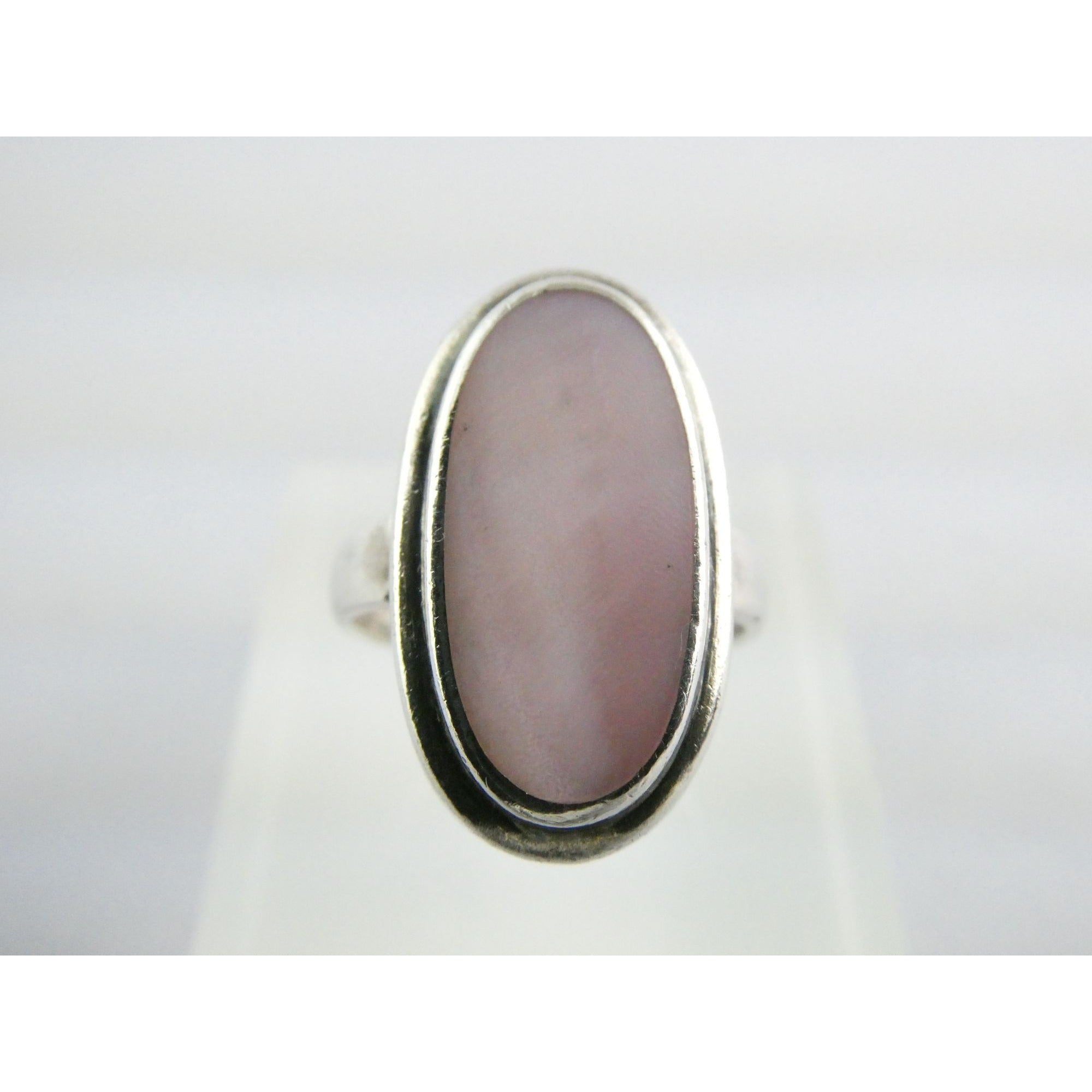 Avon Sterling Silver Pink Mother of Pearl Shell Flat Cab Ring Size 6.75 4.6g