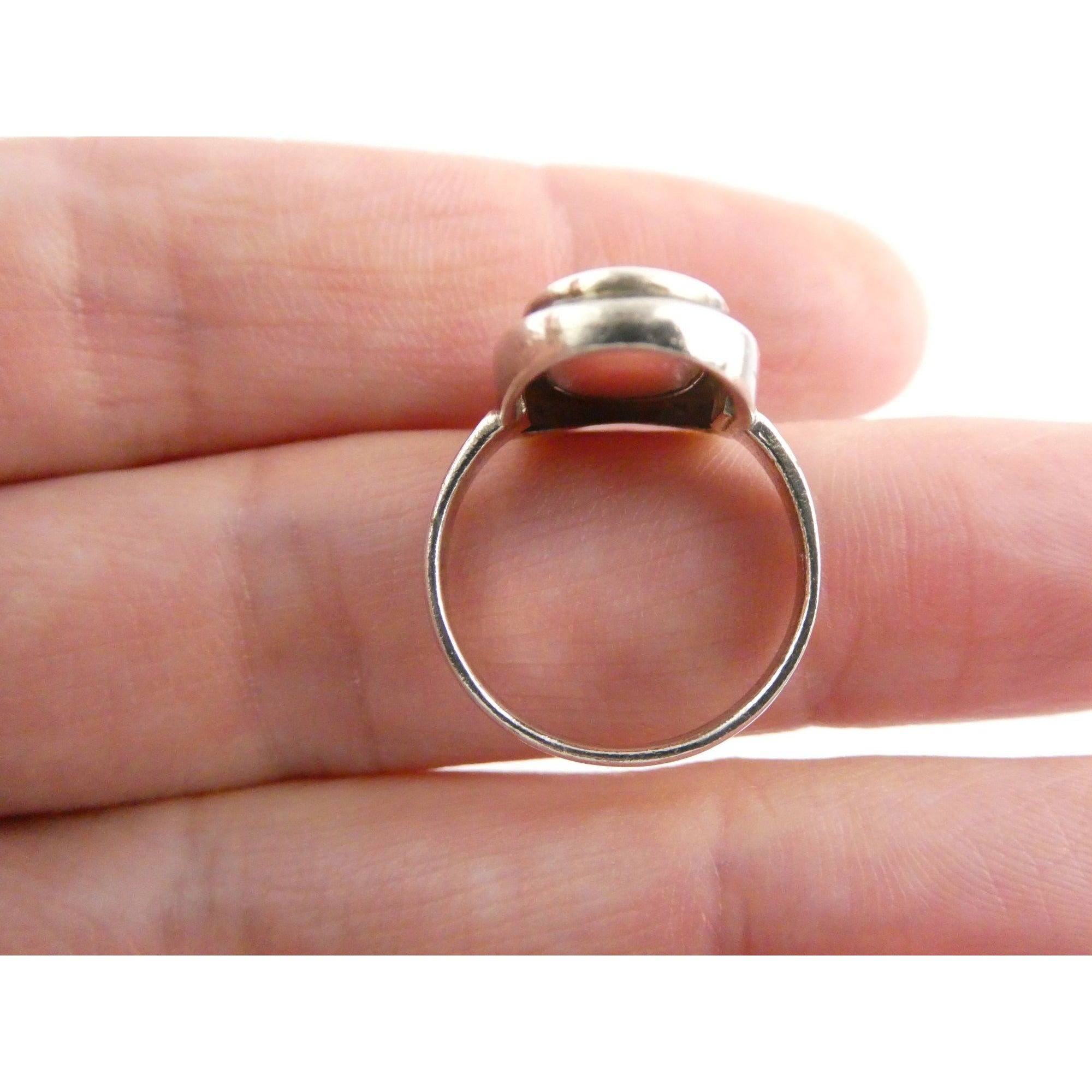 Avon Sterling Silver Pink Mother of Pearl Shell Flat Cab Ring Size 6.75 4.6g