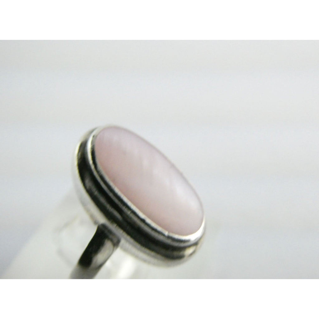 Avon Sterling Silver Pink Mother of Pearl Shell Flat Cab Ring Size 6.75 4.6g