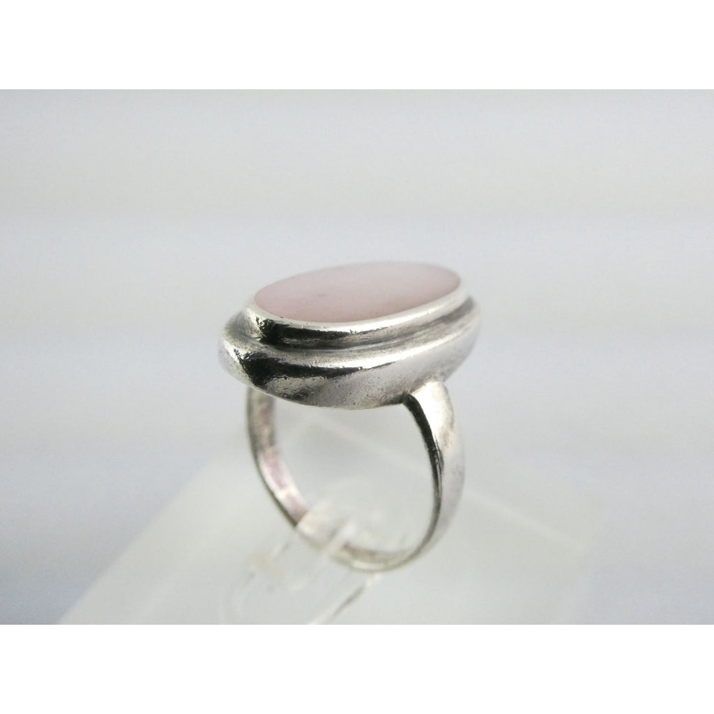Avon Sterling Silver Pink Mother of Pearl Shell Flat Cab Ring Size 6.75 4.6g