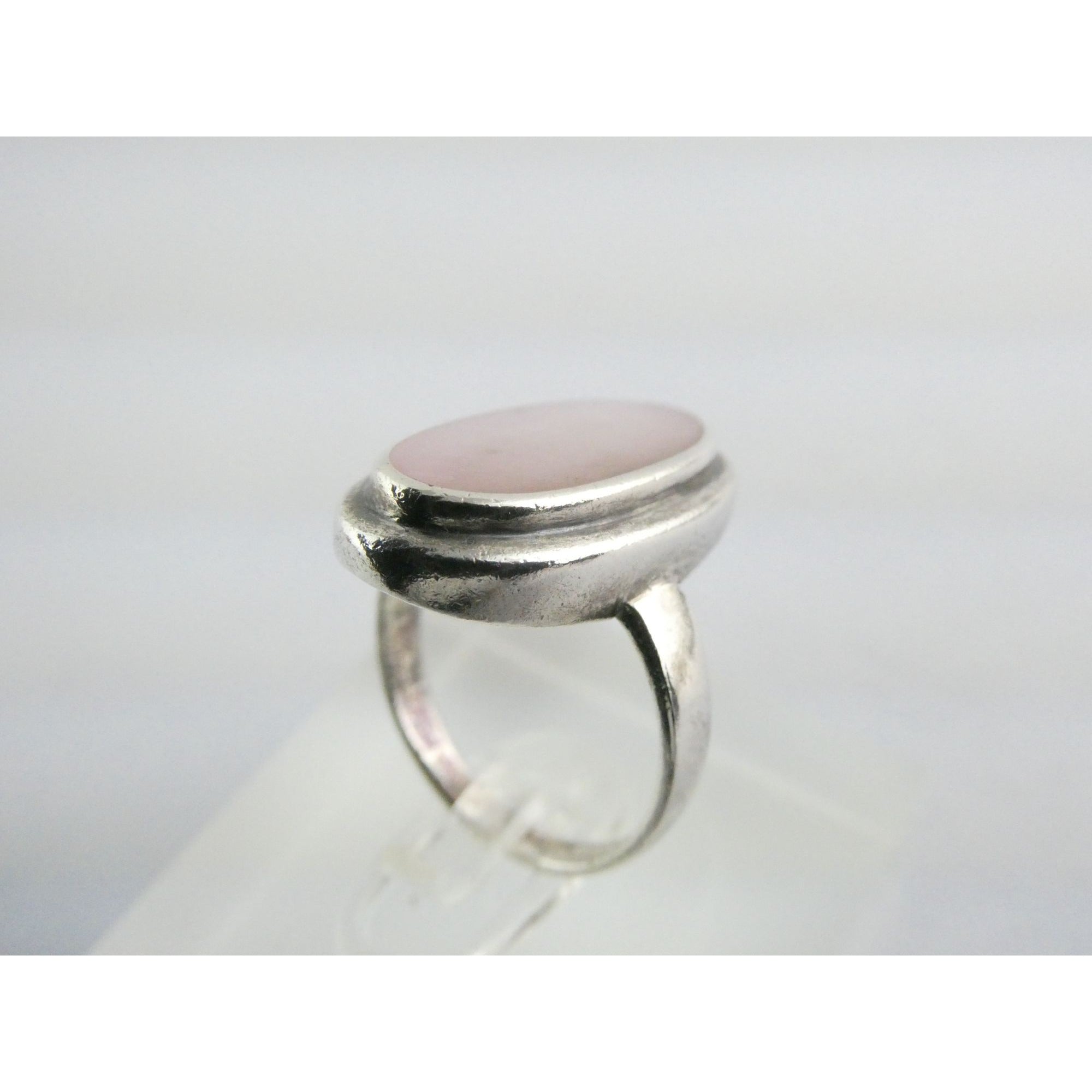 Avon Sterling Silver Pink Mother of Pearl Shell Flat Cab Ring Size 6.75 4.6g