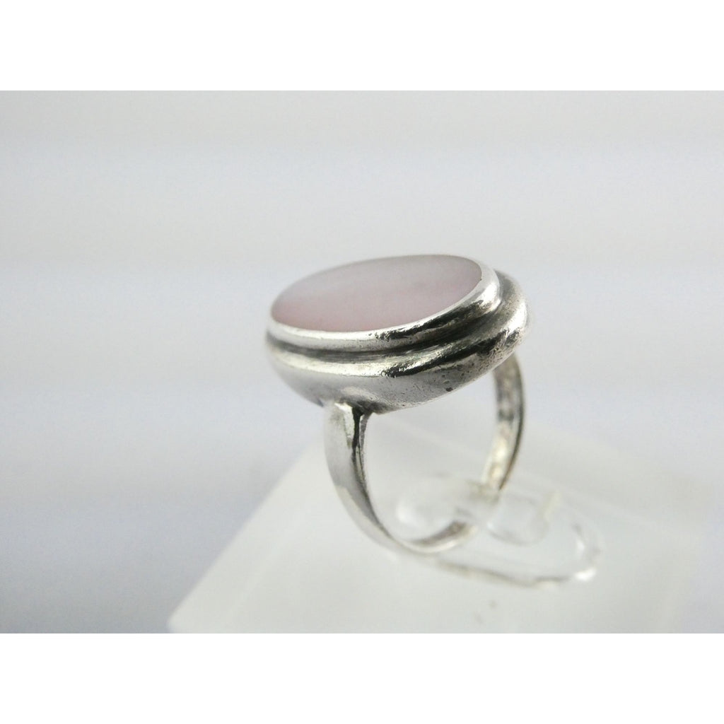 Avon Sterling Silver Pink Mother of Pearl Shell Flat Cab Ring Size 6.75 4.6g