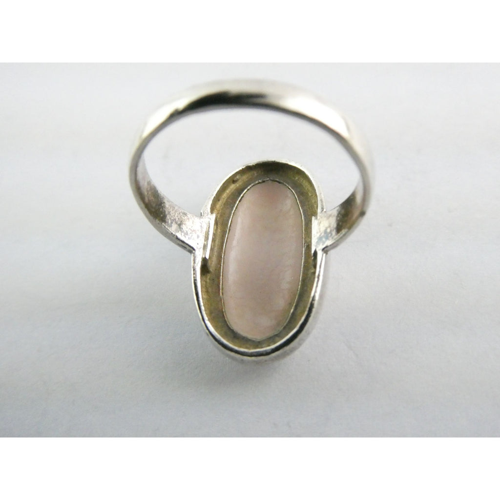 Avon Sterling Silver Pink Mother of Pearl Shell Flat Cab Ring Size 6.75 4.6g