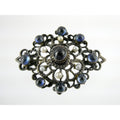 Antique Victorian Sterling Silver Sapphire Seed Pearl Openwork Pin Pendant 9.1g