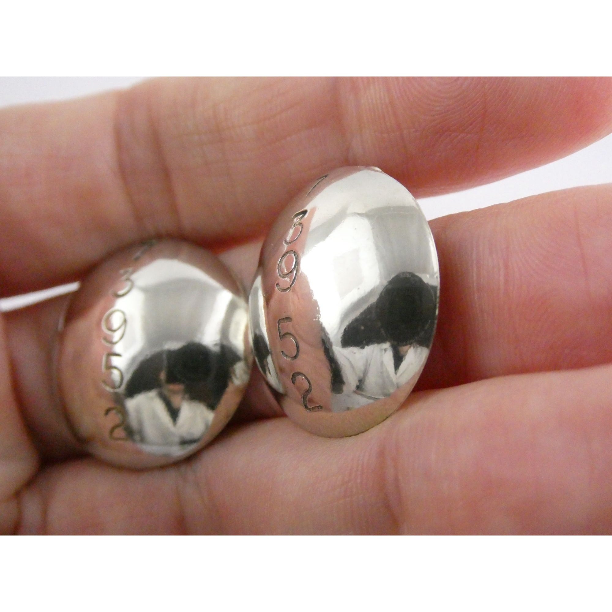 Artisan Signed B Mayeh 73952 Sterling Silver Round Stud Earrings 6.8g 23.59mm
