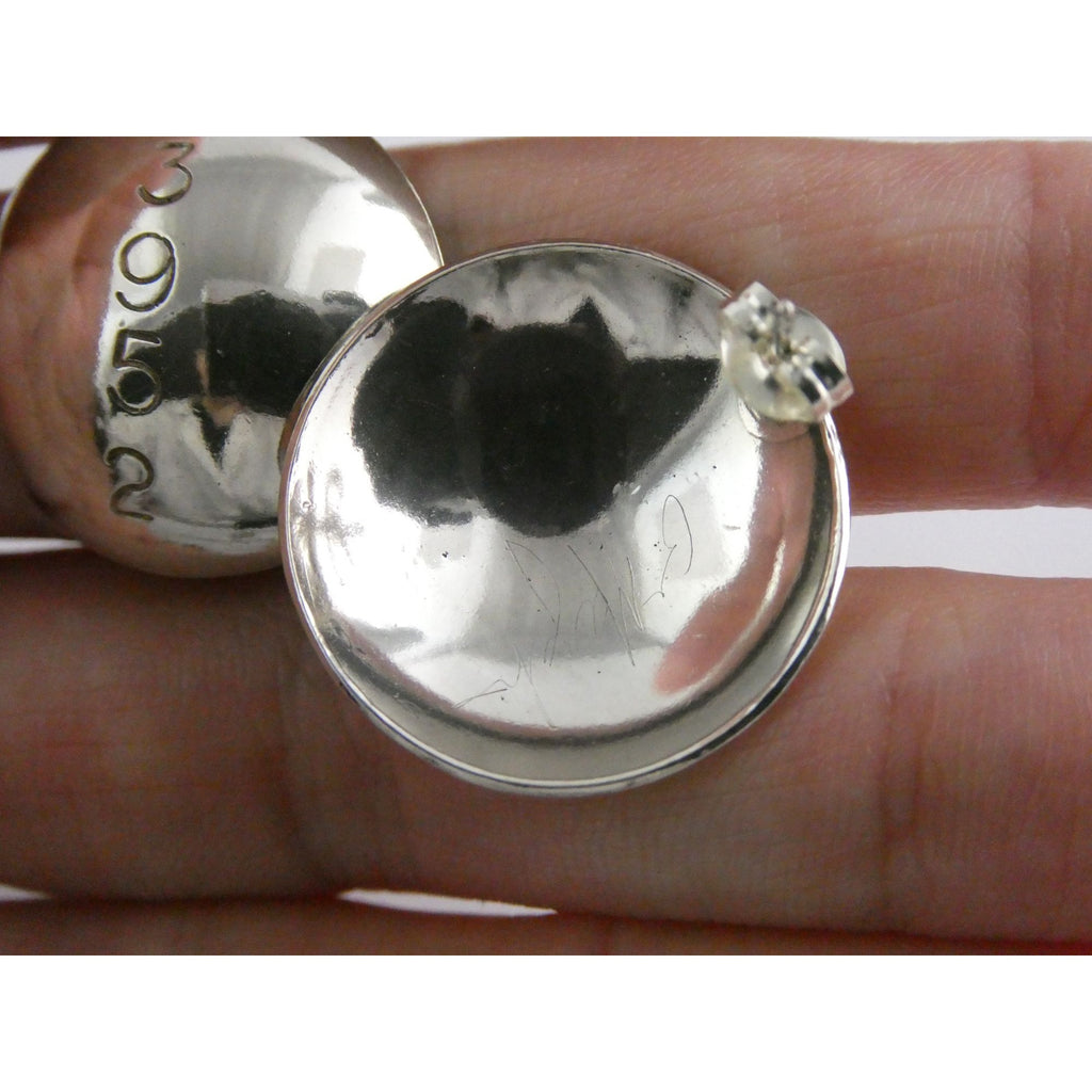 Artisan Signed B Mayeh 73952 Sterling Silver Round Stud Earrings 6.8g 23.59mm