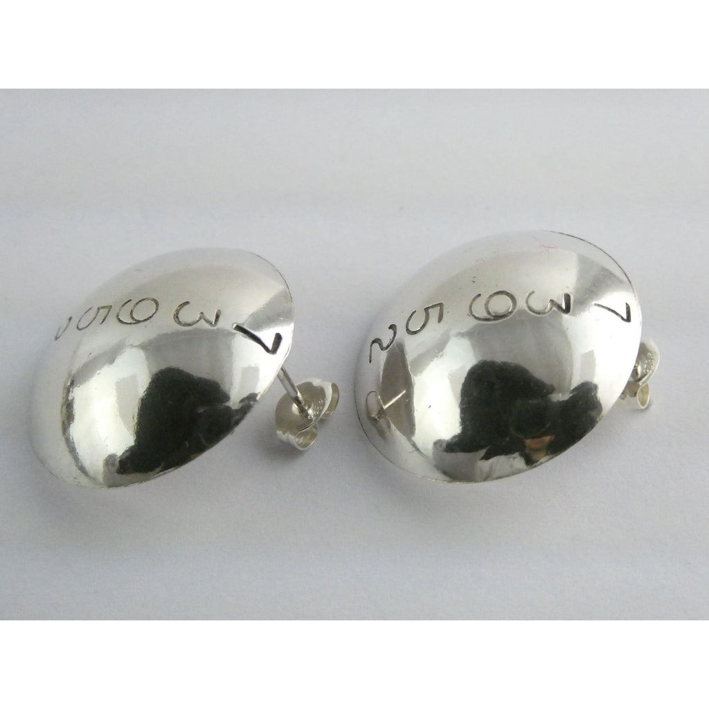 Artisan Signed B Mayeh 73952 Sterling Silver Round Stud Earrings 6.8g 23.59mm
