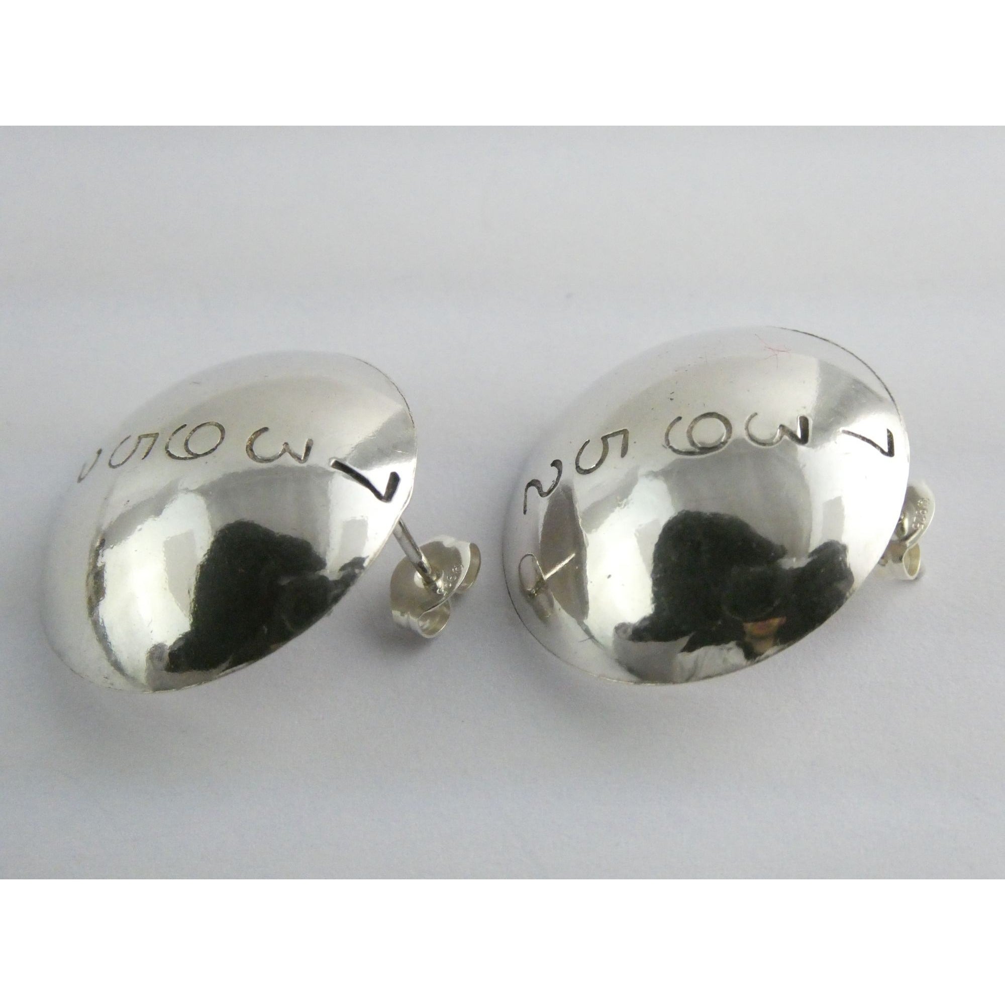 Artisan Signed B Mayeh 73952 Sterling Silver Round Stud Earrings 6.8g 23.59mm