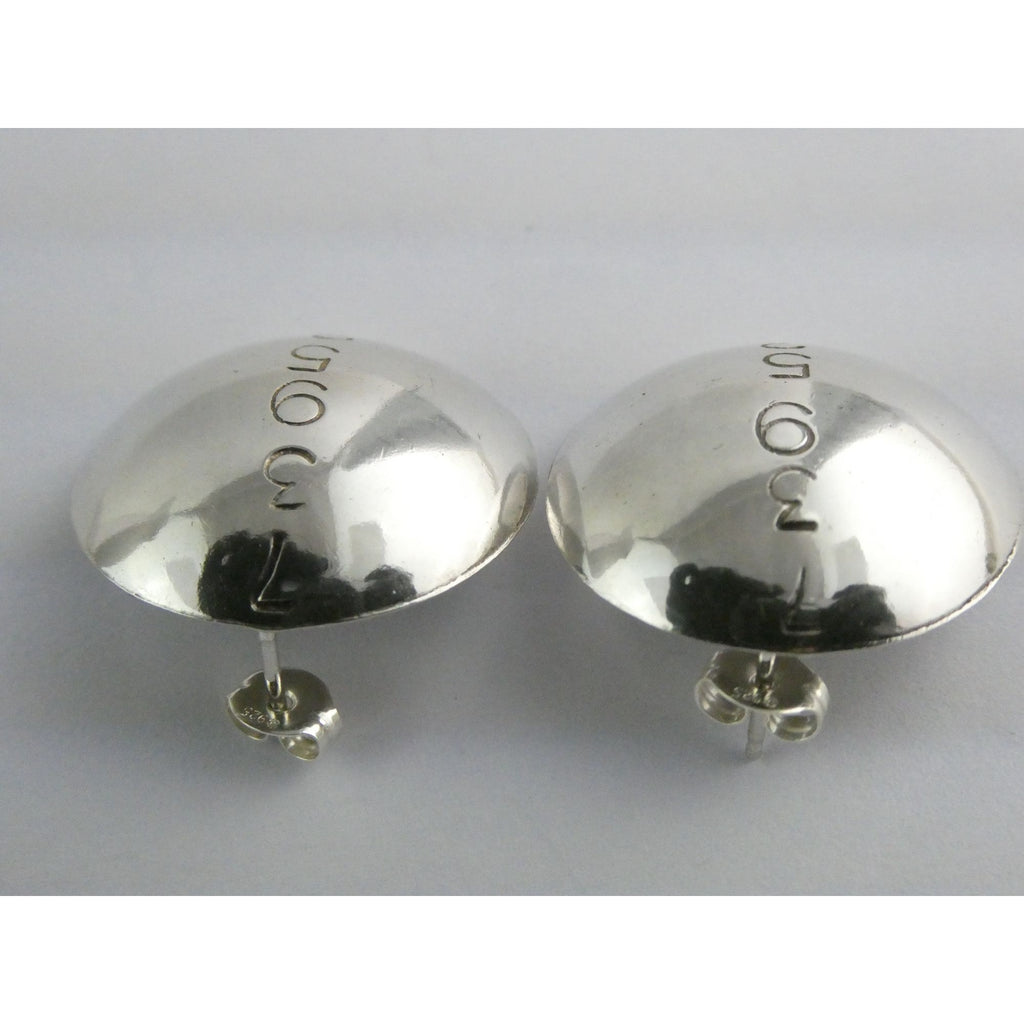 Artisan Signed B Mayeh 73952 Sterling Silver Round Stud Earrings 6.8g 23.59mm